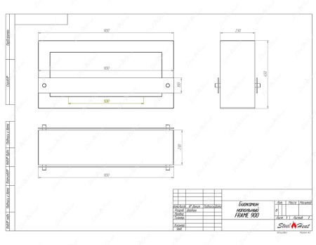Биокамин напольный SteelHeat FRAME ONE 900 стекло + стемалит по цене 56 910 руб.