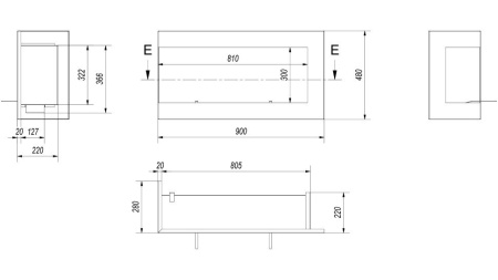 Биокамин Kratki DELTA/L/900 угловая, TUV по цене €818